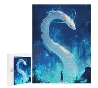 500 PCS Rompecabezas Dragon and Figure in Blue Landscape Rompecabezas para Adultos Juguetes Antiestrés Vacaciones En Casa Matar El Tiempo Interacción Entre Padres E Hijos 500 PCS