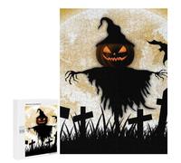 500 PCS Rompecabezas Halloween Scarecrow with Full Moon Rompecabezas para Adultos Juguetes Antiestrés Vacaciones En Casa Matar El Tiempo Interacción Entre Padres E Hijos 500 PCS