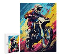 500 PCS Rompecabezas - Motocross Rider in Action Rompecabezas para Adultos Juegos Relajantes Vacaciones En Casa Matar El Tiempo Oferta como Regalos para Toda La Familia 500 PCS