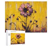500 PCS Rompecabezas para Adolescentes Abstract Floral Painting with Yellow Background Rompecabezas para Adultos Juegos Familiares Corte De Precisión Difícil Y Desafiante 500 PCS