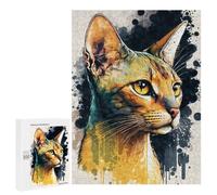 500 PCS Rompecabezas para Adolescentes Abyssinian Cat Watercolor Rompecabezas para Adultos Juegos Familiares Mejora La Memoria Regalos para Amigos Y Familiares 500 PCS