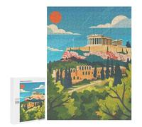 500 PCS Rompecabezas para Adolescentes Acropolis Athens Illustration Rompecabezas para Adultos Juegos De Relajación Decoración De Pared Ayuda A Ejercitar El Cerebro 500 PCS
