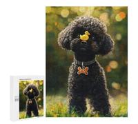 500 PCS Rompecabezas para Adolescentes Adorable Poodle with Yellow Duck Toy Rompecabezas para Adolescentes para Mejorar La Memoria Cada Pieza Es Única - Regalos Y Cumpleaños Únicos 500 PCS