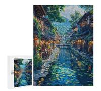 500 PCS Rompecabezas para Adolescentes Anime River Fish Village Rompecabezas para Adultos Juegos Familiares Mejora La Memoria Regalos para Amigos Y Familiares 500 PCS