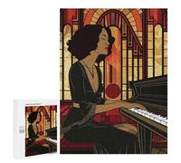 500 PCS Rompecabezas para Adolescentes Art Deco Piano Woman Rompecabezas para Adultos Regalos De Cumpleaños Juego Familiar Apto para Personas De 14 Años En Adelante 500 PCS