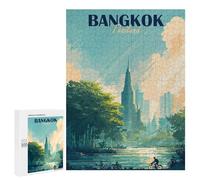 500 PCS Rompecabezas para Adolescentes Bangkok Thailand Cityscape Illustration Rompecabezas Juegos Relajantes Desafío Difícil Desafiante De Completar 500 PCS