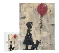 500 PCS Rompecabezas para Adolescentes Banksy Girl Fox Balloon Rompecabezas para Adultos Juegos Familiares Mejora La Memoria Regalos para Amigos Y Familiares 500 PCS
