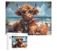 500 PCS Rompecabezas para Adolescentes Beach Cow with Cocktail Rompecabezas para Adultos Juego De Ingenio Regalos para Mujeres Cumpleaños Y Navidad 500 PCS