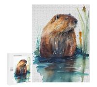 500 PCS Rompecabezas para Adolescentes Beaver Watercolor Rompecabezas para Adultos Regalos De Cumpleaños Juego Familiar Apto para Personas De 14 Años En Adelante 500 PCS