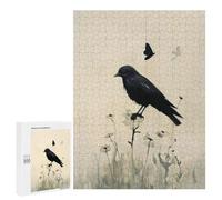 500 PCS Rompecabezas para Adolescentes Black Crow and Butterflies Juegos Familiares De Rompecabezas para Adultos Que Mejoran La Memoria Ayudan A Ejercitar El Cerebro 500 PCS