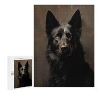 500 PCS Rompecabezas para Adolescentes Black German Shepherd Portrait Rompecabezas para Adultos Juego Práctico Difícil Difícil Único Cumpleaños Y Regalos 500 PCS
