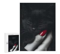 500 PCS Rompecabezas para Adolescentes Black Kitten in Hand Rompecabezas para Adultos Juego Práctico Difícil Interacción Entre Padres E Hijos 500 PCS