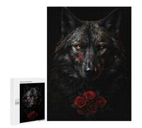 500 PCS Rompecabezas para Adolescentes Black Wolf Dark Red Rose Rompecabezas para Adolescentes Juegos Divertidos Análisis Y Lógica Cumpleaños 500 PCS