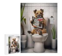 500 PCS Rompecabezas para Adolescentes Border Terrier on Toilet Rompecabezas para Adultos Juegos Relajantes Mejora La Memoria Interacción Entre Padres E Hijos 500 PCS