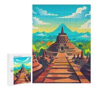 500 PCS Rompecabezas para Adolescentes Borobudur Temple Poster Rompecabezas Juegos Relajantes Desafío Difícil Desafiante De Completar 500 PCS