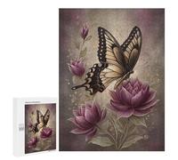 500 PCS Rompecabezas para Adolescentes Butterfly on Purple Flowers Rompecabezas para Adolescentes para Aliviar El Estrés. Cada Pieza Es Única Toda La Familia.