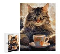 500 PCS Rompecabezas para Adolescentes Caffeine Cat 4 Rompecabezas para Adultos Juegos Familiares Mejora La Memoria Regalos para Amigos Y Familiares 500 PCS