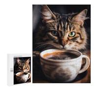 500 PCS Rompecabezas para Adolescentes Caffeine Cat 5 Rompecabezas para Adultos Juegos Familiares Mejora La Memoria Regalos para Amigos Y Familiares 500 PCS