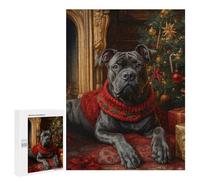 500 PCS Rompecabezas para Adolescentes Cane Corso in Festive Red Dog Christmas Portrait with Red Scarf Rompecabezas para Adultos Juegos Familiares Mejora La Memoria Regalos para Amigos Y Familiares 5