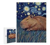 500 PCS Rompecabezas para Adolescentes Capybara in Starry Night Style Rompecabezas para Adultos Juegos Familiares Mejora La Memoria Regalos para Amigos Y Familiares 500 PCS