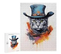 500 PCS Rompecabezas para Adolescentes Cat As A Cowboy Painting Rompecabezas para Adultos Juegos Relajantes Mejora La Memoria Interacción Entre Padres E Hijos 500 PCS