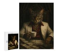 500 PCS Rompecabezas para Adolescentes Cat Boss with Money and Cigar Rompecabezas para Adultos Juegos Familiares Mejora La Memoria Regalos para Amigos Y Familiares 500 PCS