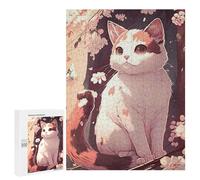 500 PCS Rompecabezas para Adolescentes Cat Cherry Blossoms Rompecabezas Juegos Relajantes Desafío Difícil Desafiante De Completar 500 PCS
