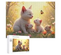 500 PCS Rompecabezas para Adolescentes Cat Family in Garden Rompecabezas para Adultos Juego De Ingenio Regalos para Mujeres Cumpleaños Y Navidad 500 PCS