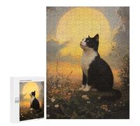 500 PCS Rompecabezas para Adolescentes Cat Gazing at The Moon Rompecabezas para Adultos Juegos Relajantes Mejora La Memoria Interacción Entre Padres E Hijos 500 PCS