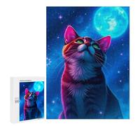 500 PCS Rompecabezas para Adolescentes Cat Gazing at The Moon Rompecabezas para Adultos Juegos Relajantes Mejora La Memoria Interacción Entre Padres E Hijos 500 PCS