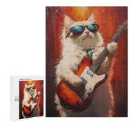 500 PCS Rompecabezas para Adolescentes Cat Playing Guitar Art Print Rompecabezas para Adultos Que Mejoran La Memoria Juegos De Ingenio Familiares Difíciles Y Desafiantes 500 PCS