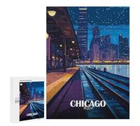 500 PCS Rompecabezas para Adolescentes Chicago Cityscape at Night Rompecabezas para Adolescentes Juegos Divertidos Análisis Y Lógica Cumpleaños 500 PCS