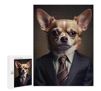 500 PCS Rompecabezas para Adolescentes Chihuahua in Suit Portrait Rompecabezas para Adultos Juegos Familiares Desafío Difícil Ayuda A Ejercitar El Cerebro 500 PCS