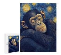 500 PCS Rompecabezas para Adolescentes Chimpanzee Starry Night Juegos Familiares De Rompecabezas para Adultos Que Mejoran La Memoria Ayudan A Ejercitar El Cerebro 500 PCS