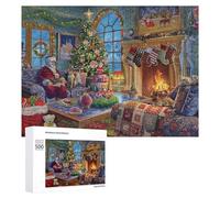 500 PCS Rompecabezas para Adolescentes Christmas Cozy Living Room Scene Rompecabezas para Adultos Juegos Familiares Regalo De Cumpleaños Diversión En Casa Actividades, 500 PCS