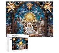 500 PCS Rompecabezas para Adolescentes Christmas Nativity Scene with Holy Family and Animals Rompecabezas para Adultos Juego Familiar Análisis Y Lógica Regalos para Reducir El Estrés 500 PCS