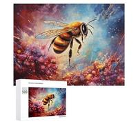 500 PCS Rompecabezas para Adolescentes Colorful Bee in Abstract Art Rompecabezas para Adolescentes Juguetes Antiestrés Vacaciones En Casa Matar El Tiempo Desafío Educativo 500 PCS