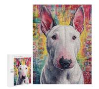 500 PCS Rompecabezas para Adolescentes Colorful Bull Terrier Portrait Rompecabezas para Adultos Análisis Y Lógica Cada Pieza Es Única - Juegos De Ingenio para La Familia 500 PCS