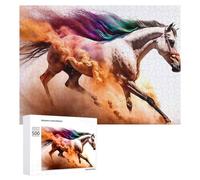 500 PCS Rompecabezas para Adolescentes Colorful Horse in Motion Rompecabezas para Adultos Juegos Familiares Regalo De Cumpleaños Diversión En Casa Actividades, 500 PCS