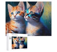 500 PCS Rompecabezas para Adolescentes Colorful Kitten Duo Rompecabezas para Adultos Juguetes Antiestrés Regalo De Cumpleaños Regalo De Cumpleaños, Regalos, 500 PCS