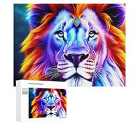 500 PCS Rompecabezas para Adolescentes Colorful Lion Art Print-12 Rompecabezas para Adolescentes Juguetes Antiestrés Vacaciones En Casa Matar El Tiempo Desafío Educativo 500 PCS