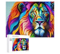 500 PCS Rompecabezas para Adolescentes Colorful Lion Art Print-8 Rompecabezas para Adultos Juguetes Antiestrés Regalo De Cumpleaños Regalo De Cumpleaños, Regalos, 500 PCS