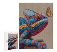 500 PCS Rompecabezas para Adolescentes Colorful Lizard with Butterfly Rompecabezas para Adultos Que Mejoran La Memoria Juegos De Ingenio Familiares Difíciles Y Desafiantes 500 PCS