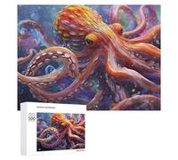 500 PCS Rompecabezas para Adolescentes Colorful Octopus Artwork Rompecabezas para Adultos Juego De Ingenio Regalos para Mujeres Cumpleaños Y Navidad 500 PCS