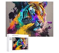 500 PCS Rompecabezas para Adolescentes Colorful Tiger Art Print-7 Rompecabezas para Adultos Juego Familiar Análisis Y Lógica Regalos para Reducir El Estrés 500 PCS