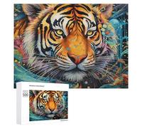 500 PCS Rompecabezas para Adolescentes Colorful Tiger Portrait -2 Rompecabezas para Adultos Juego Familiar Análisis Y Lógica Regalos para Reducir El Estrés 500 PCS