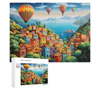 500 PCS Rompecabezas para Adolescentes Colorful Village by The Lake with Hot Air Balloons Rompecabezas para Adultos Juguetes Antiestrés Regalo De Cumpleaños Regalo De Cumpleaños, Regalos, 500 PCS