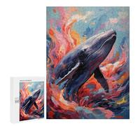 500 PCS Rompecabezas para Adolescentes Colorful Whale in An Abstract Ocean Rompecabezas para Adultos Juego Práctico Difícil Interacción Entre Padres E Hijos 500 PCS