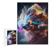 500 PCS Rompecabezas para Adolescentes Colorful Wolf Portrait -9 Rompecabezas para Adultos Juegos Relajantes Mejora La Memoria Interacción Entre Padres E Hijos 500 PCS