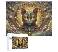500 PCS Rompecabezas para Adolescentes Cosmic Cat Mandala Art Rompecabezas para Adultos Juego Práctico Desafío Difícil Cumpleaños Y Navidad 500 PCS